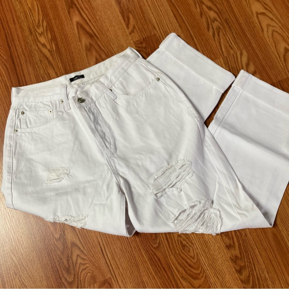 Distressed White Jeans